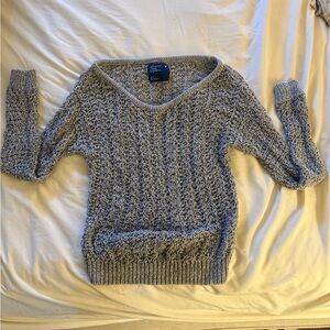 Cozy V-Neck Gray Knit Sweater